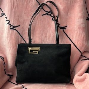 Vintage Gucci G Logo Suede Shoulder Bag